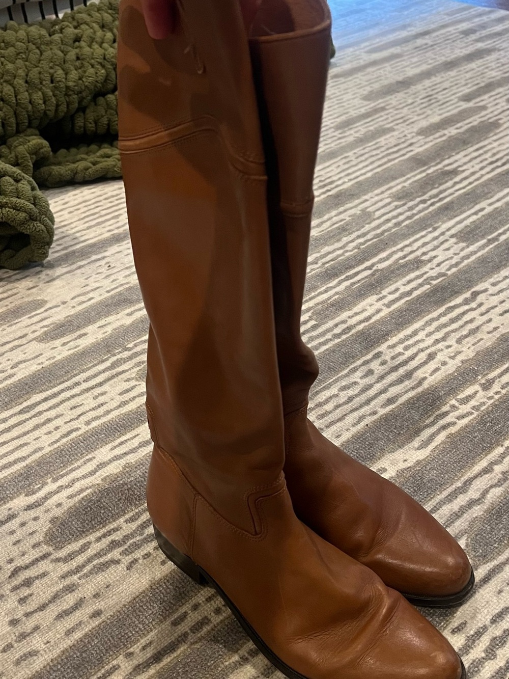 Corso Como Tall Leather Riding Boots - Cognac